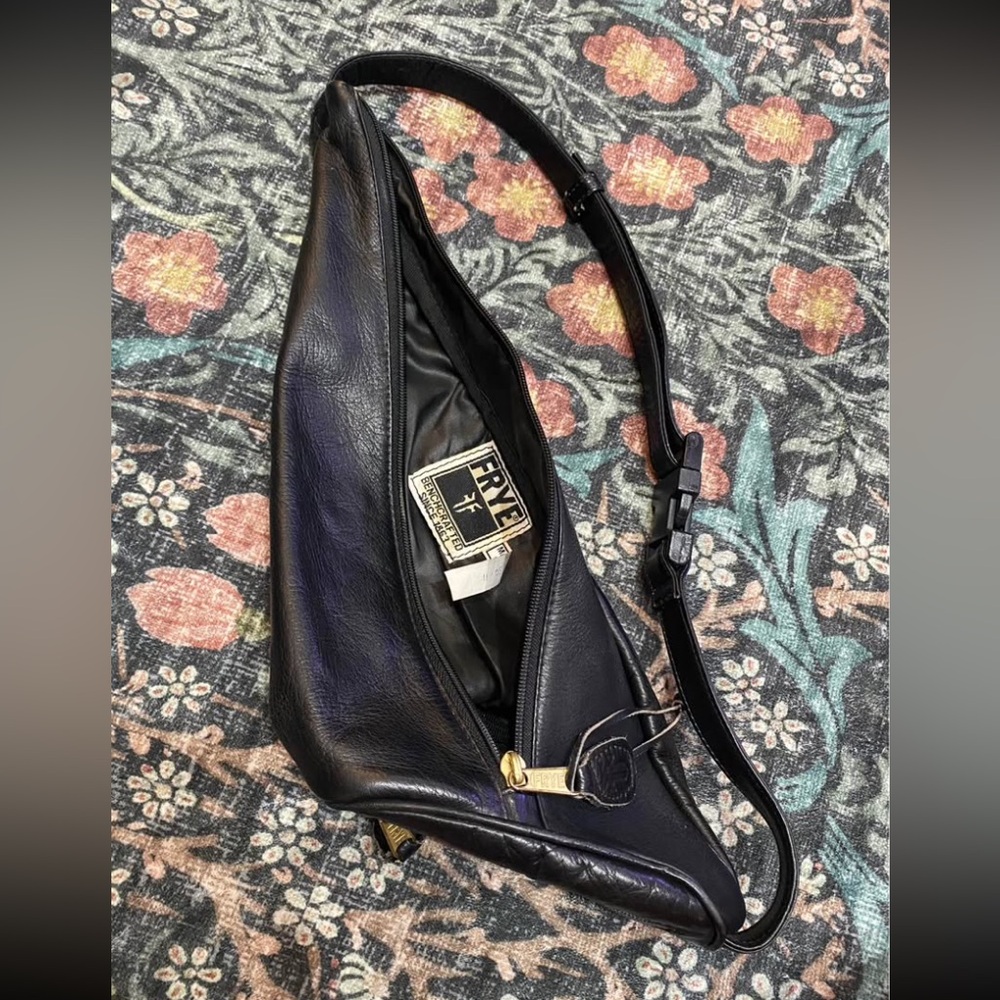 Vintage Frye Black Leather Sling Bag